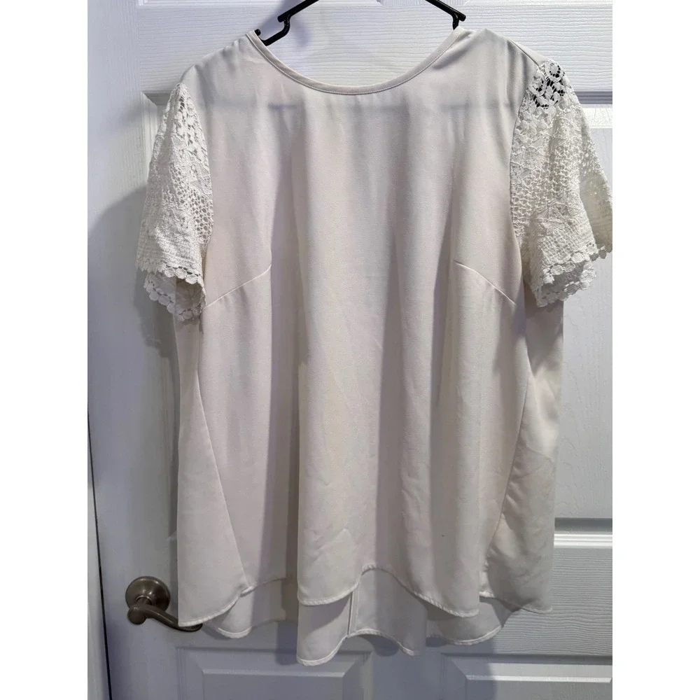 Michael Kors‎ Cream Lace Sleeve Pleated Zip Front Blouse MS54K351MH Mens L